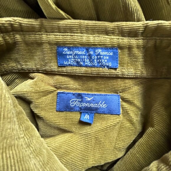 Faconnable Womens Corduroy Button-Up Shirt Medium Olive Long Sleeve Lightweight - Picture 3 of 9